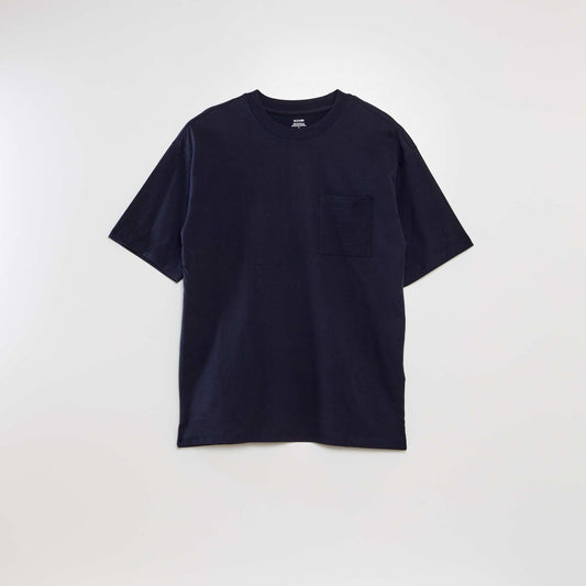 Plain loose-fit T-shirt BLUE