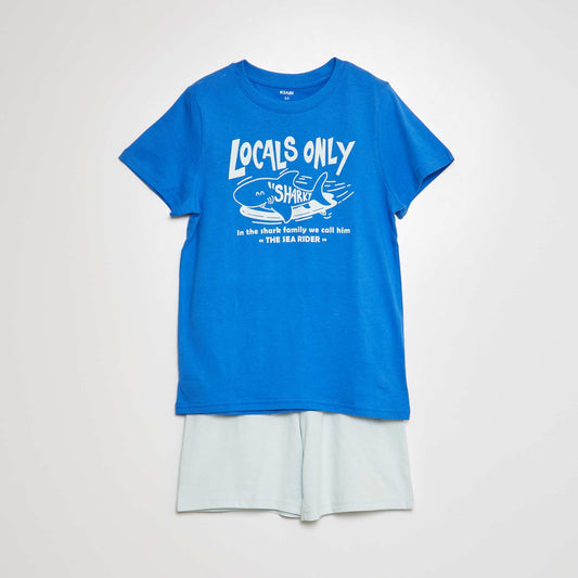 Short pyjamas with shorts + T-shirt - 2-piece set BLUE