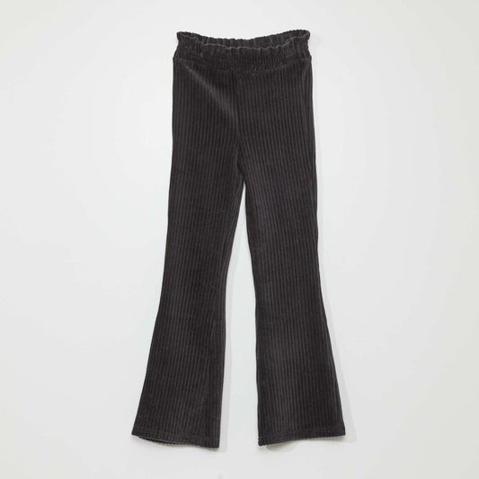 Corduroy knit fabric trousers BLACK