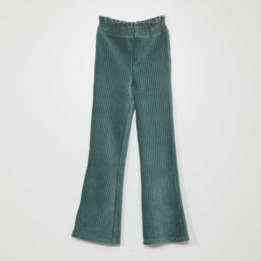 Corduroy knit fabric trousers GREEN