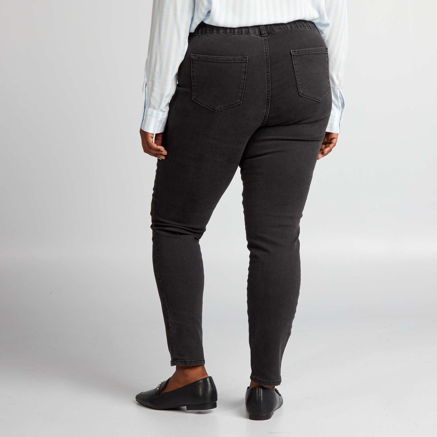 Regular-fit stretch high-waist jeggings BLACK