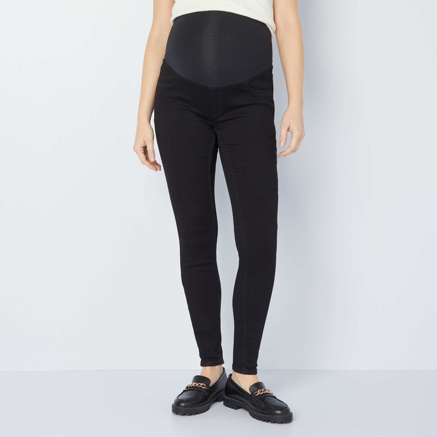 Maternity jeggings with support panel BLACK