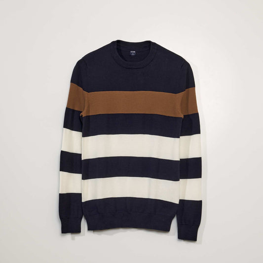 Fine-knit striped sweater BLUE STRIPE