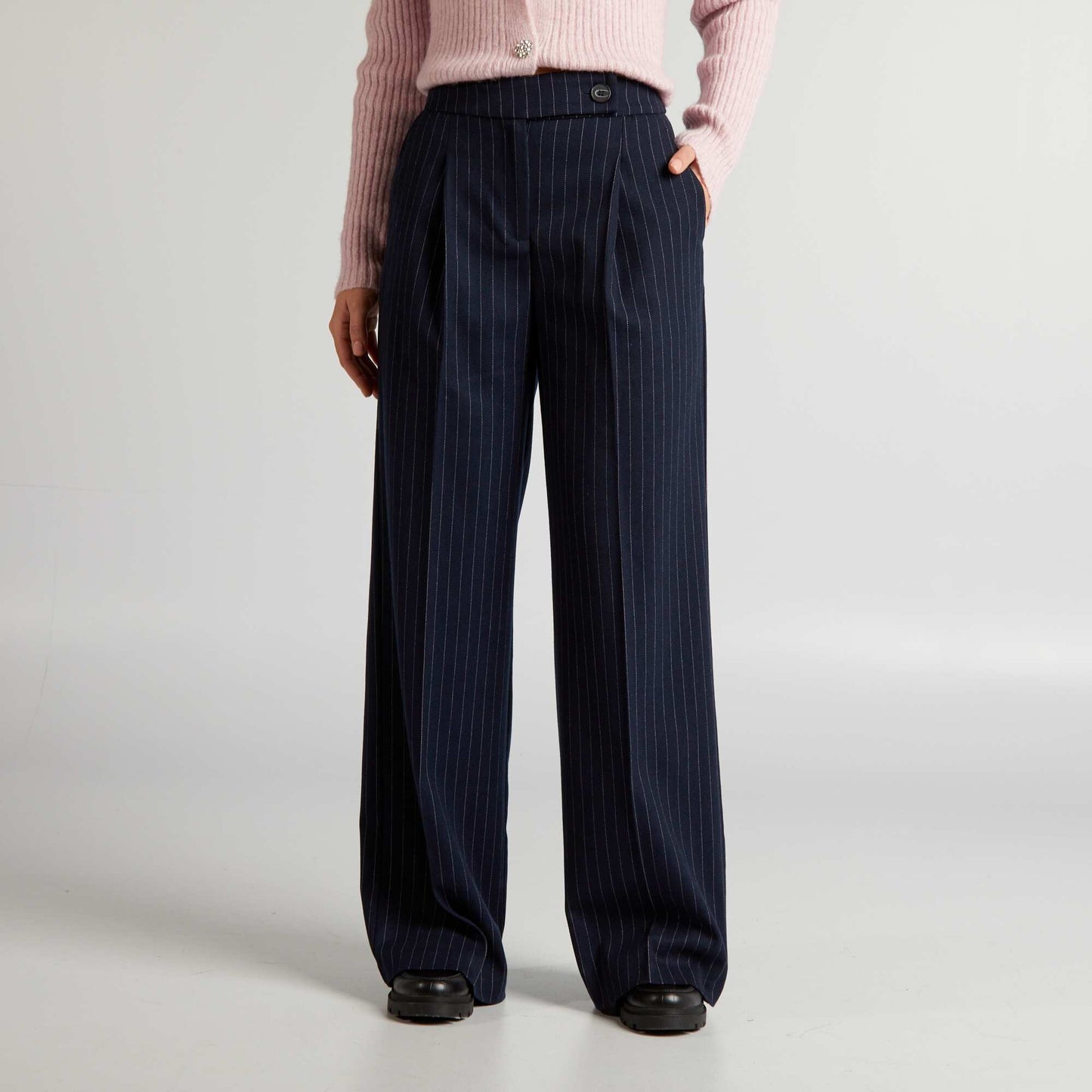 Flannel bootcut/flared trousers BLUE