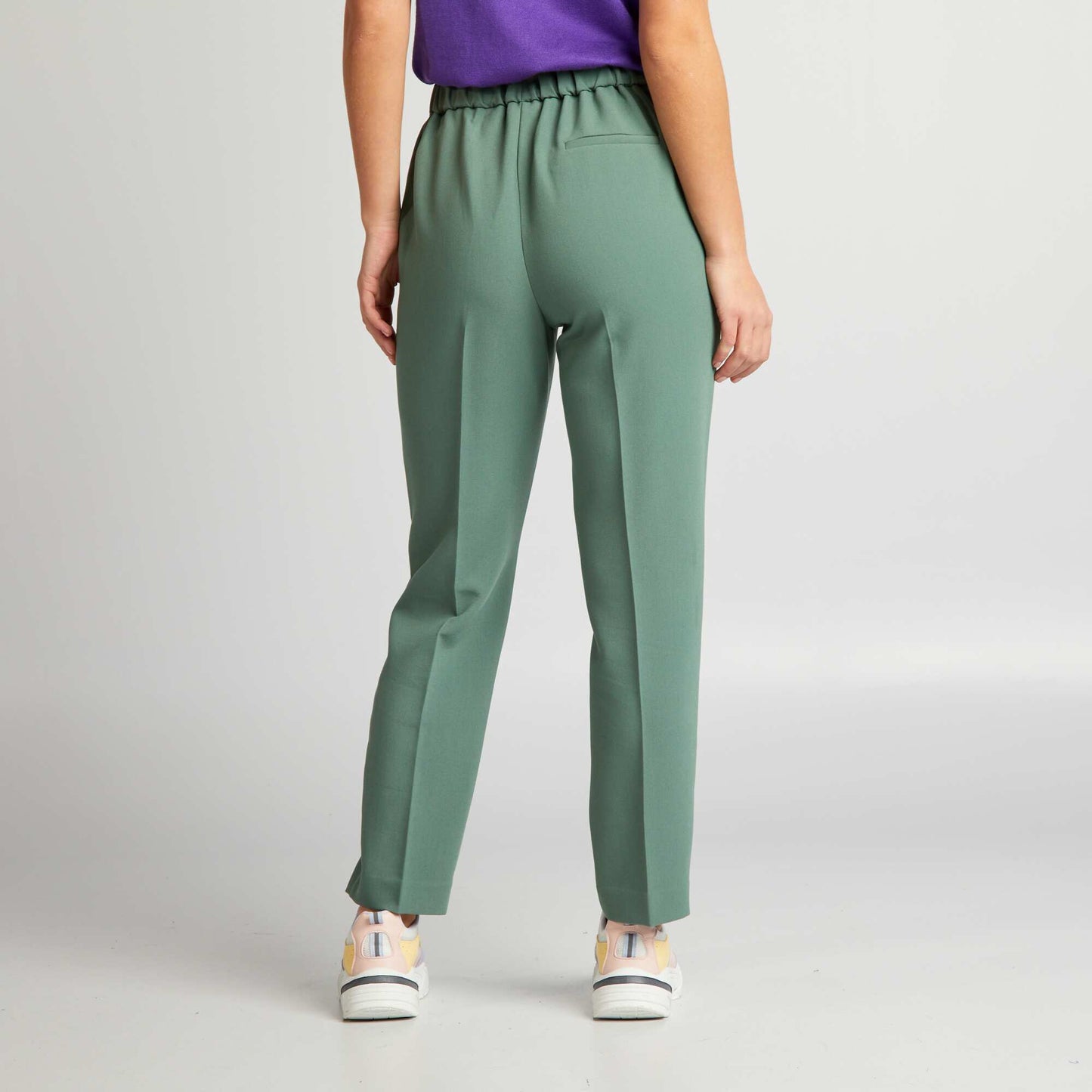 Straight-leg trousers with fancy gold-coloured buttons GREEN