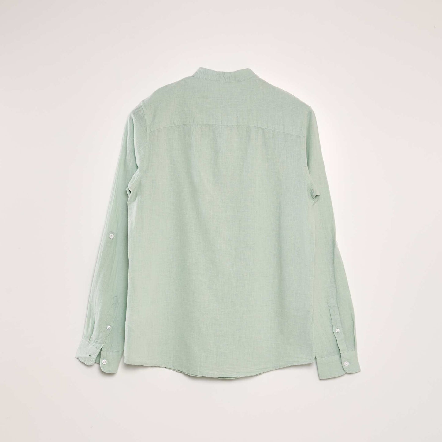 Long-sleeved shirt with linen content blue