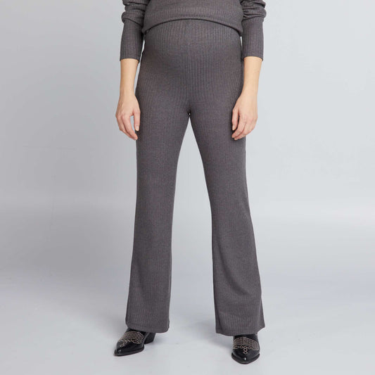 Bootcut ribbed maternity trousers GREY
