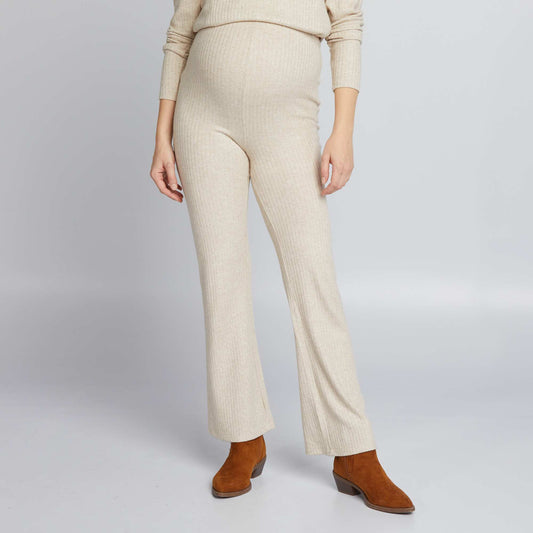 Bootcut ribbed maternity trousers BEIGE
