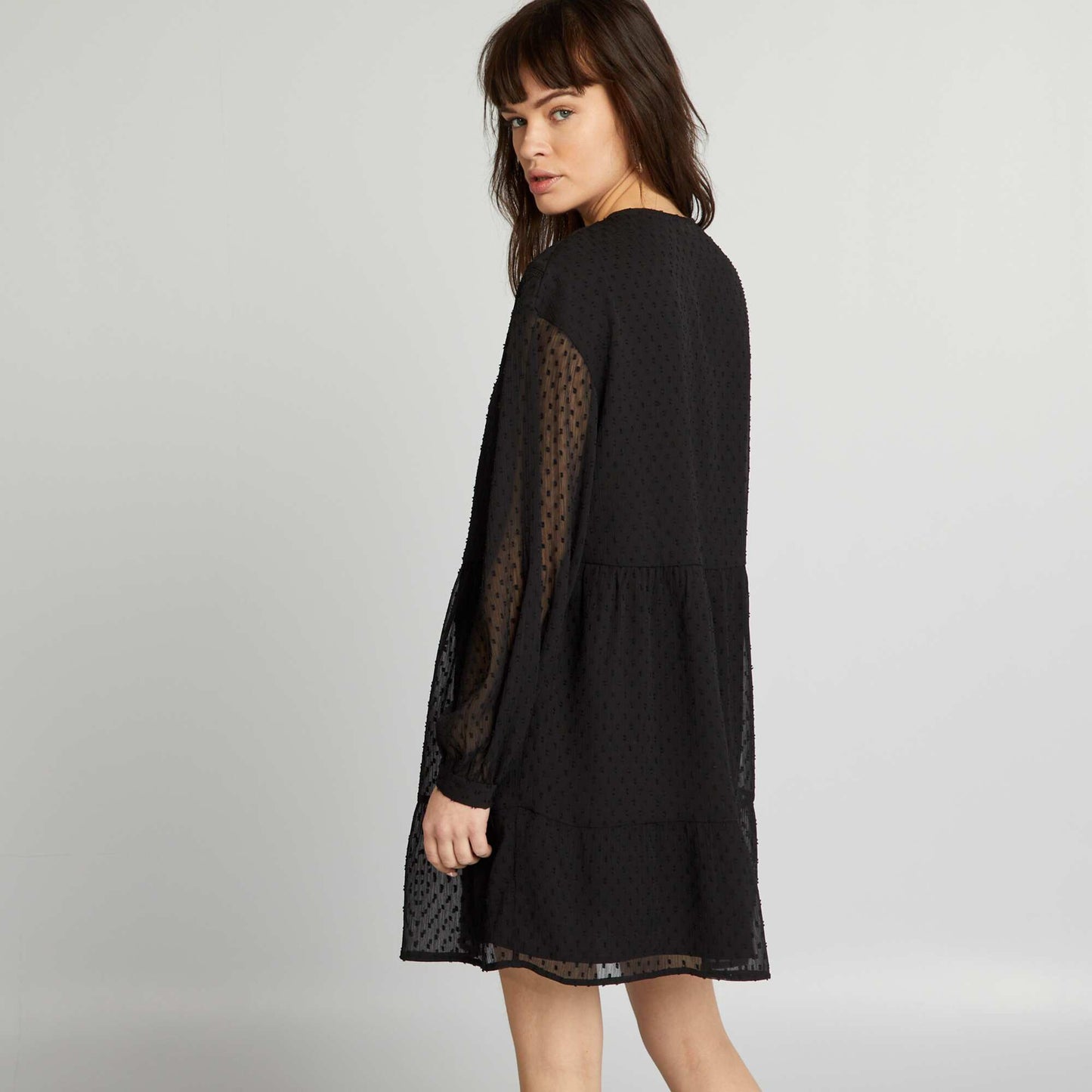 Dotted voile dress black