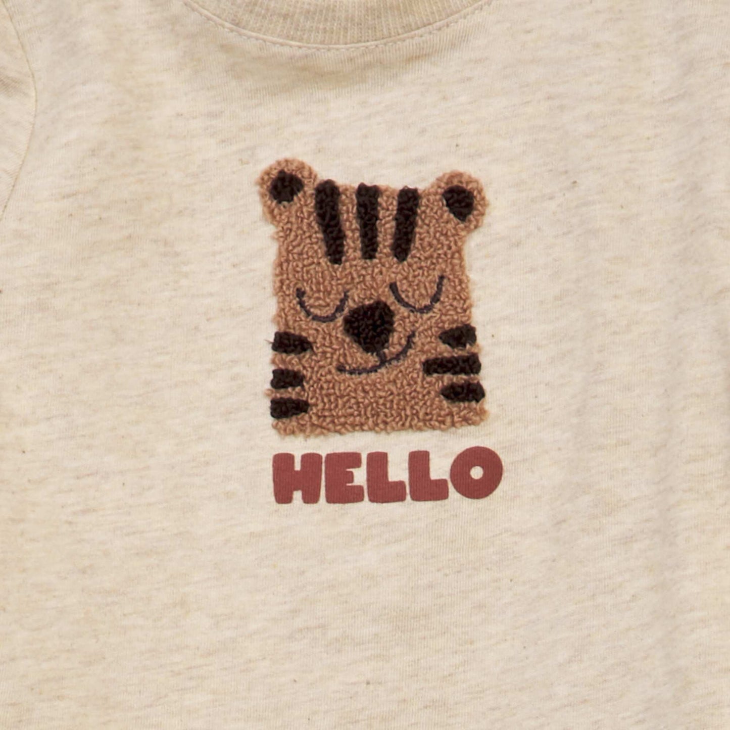 Marled bouclé print T-shirt BEIGE