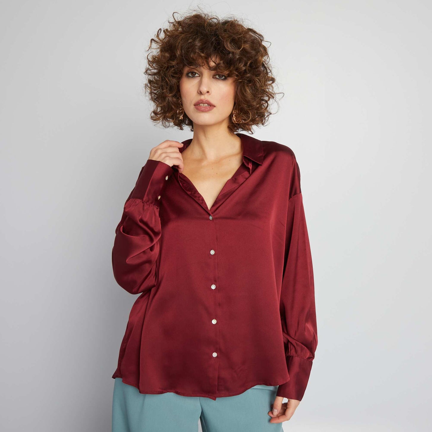 Satin-effect blouse RED