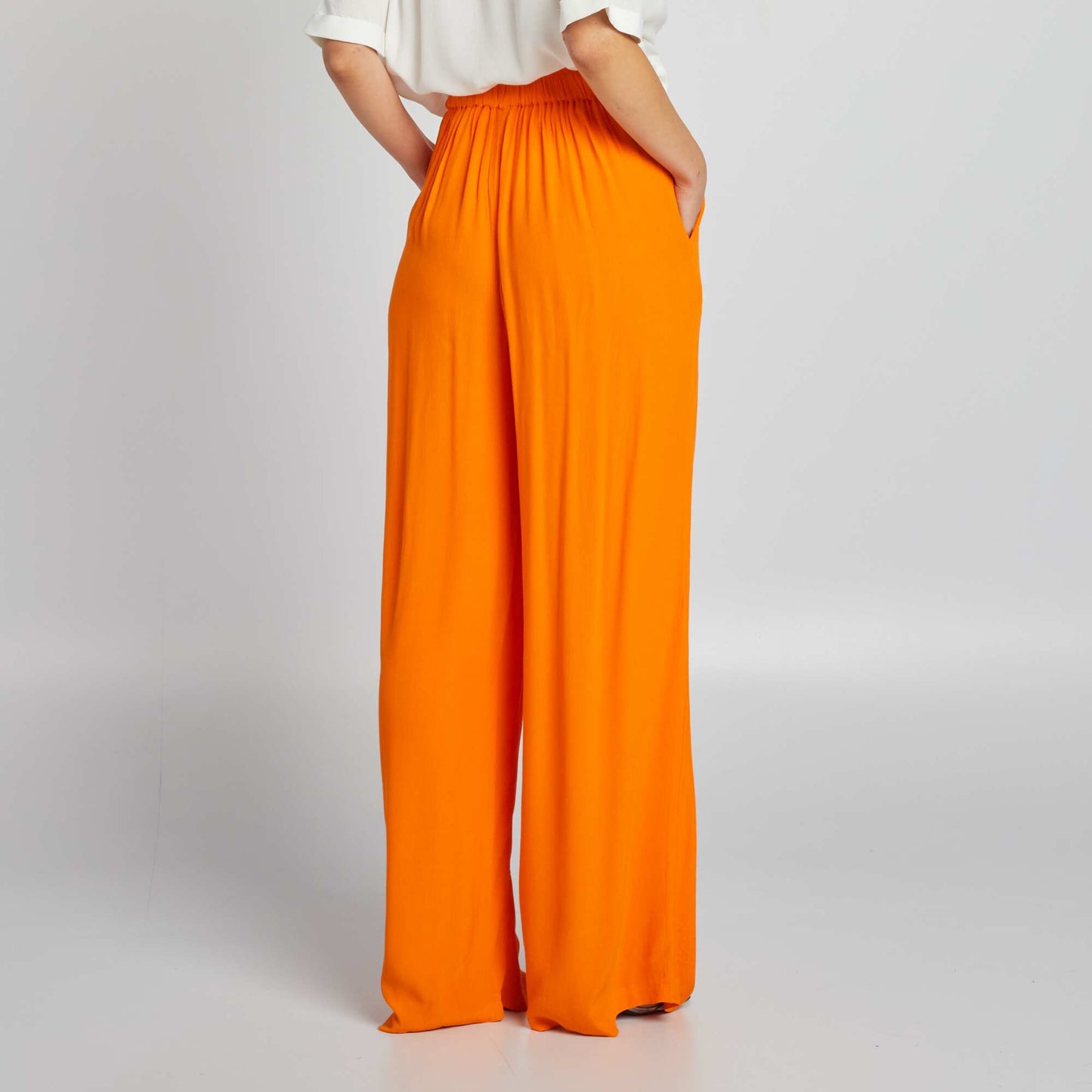 Crêpe wide-leg trousers ORANGE