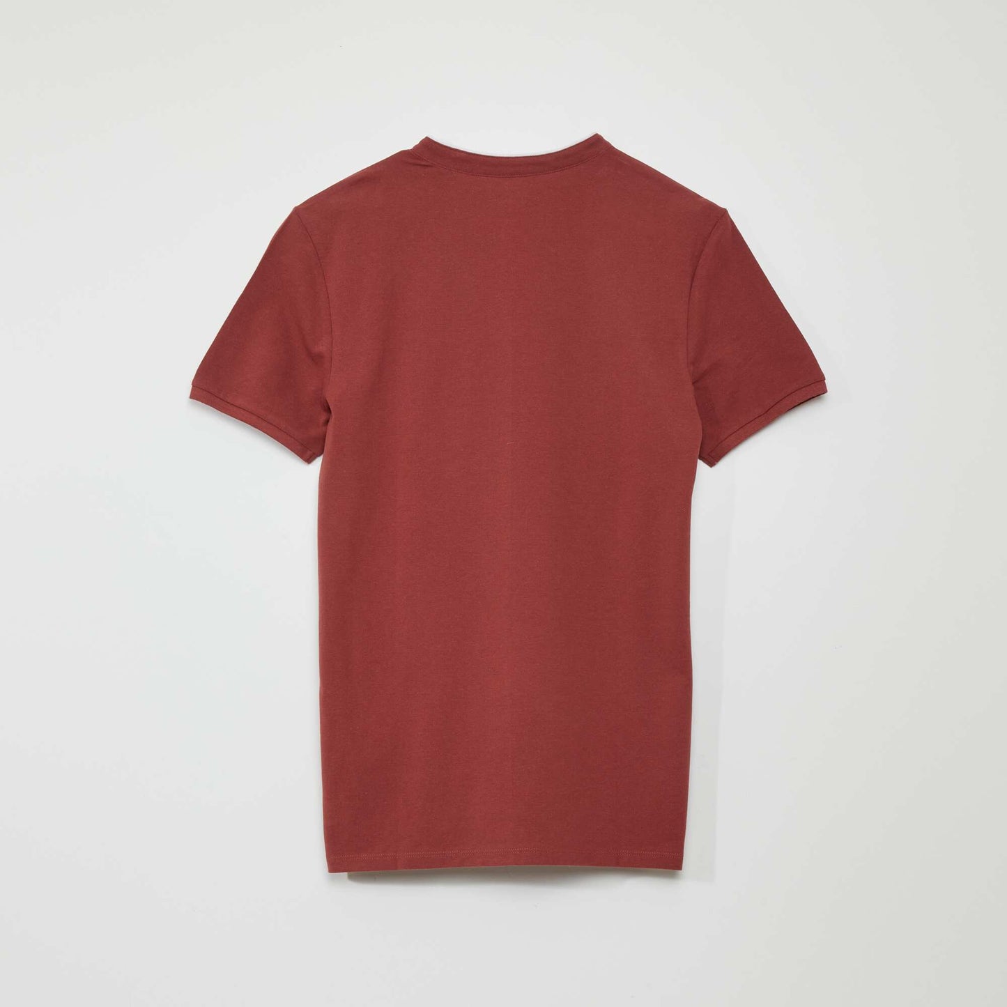 تيشرت بولو القطن المخرم بياقة صينية حمراء