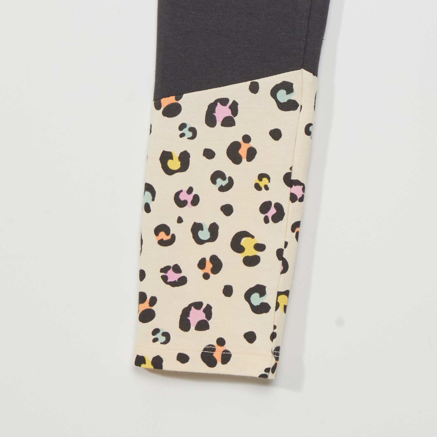 Jersey leggings with leopard print ankles BEIGE