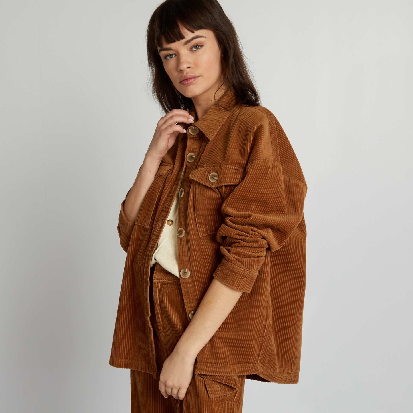 Velour overshirt BROWN