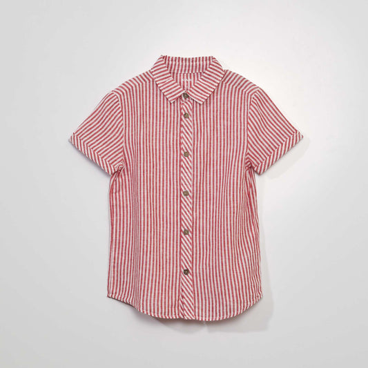 Striped short-sleeved shirt RED