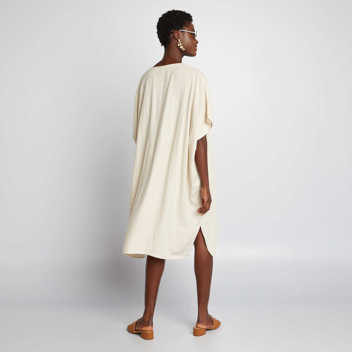 Extra-long linen blouse BEIGE