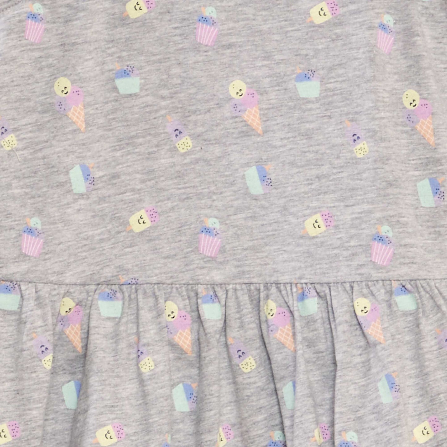 فستان مطبوع خفيف الوزن رمادي