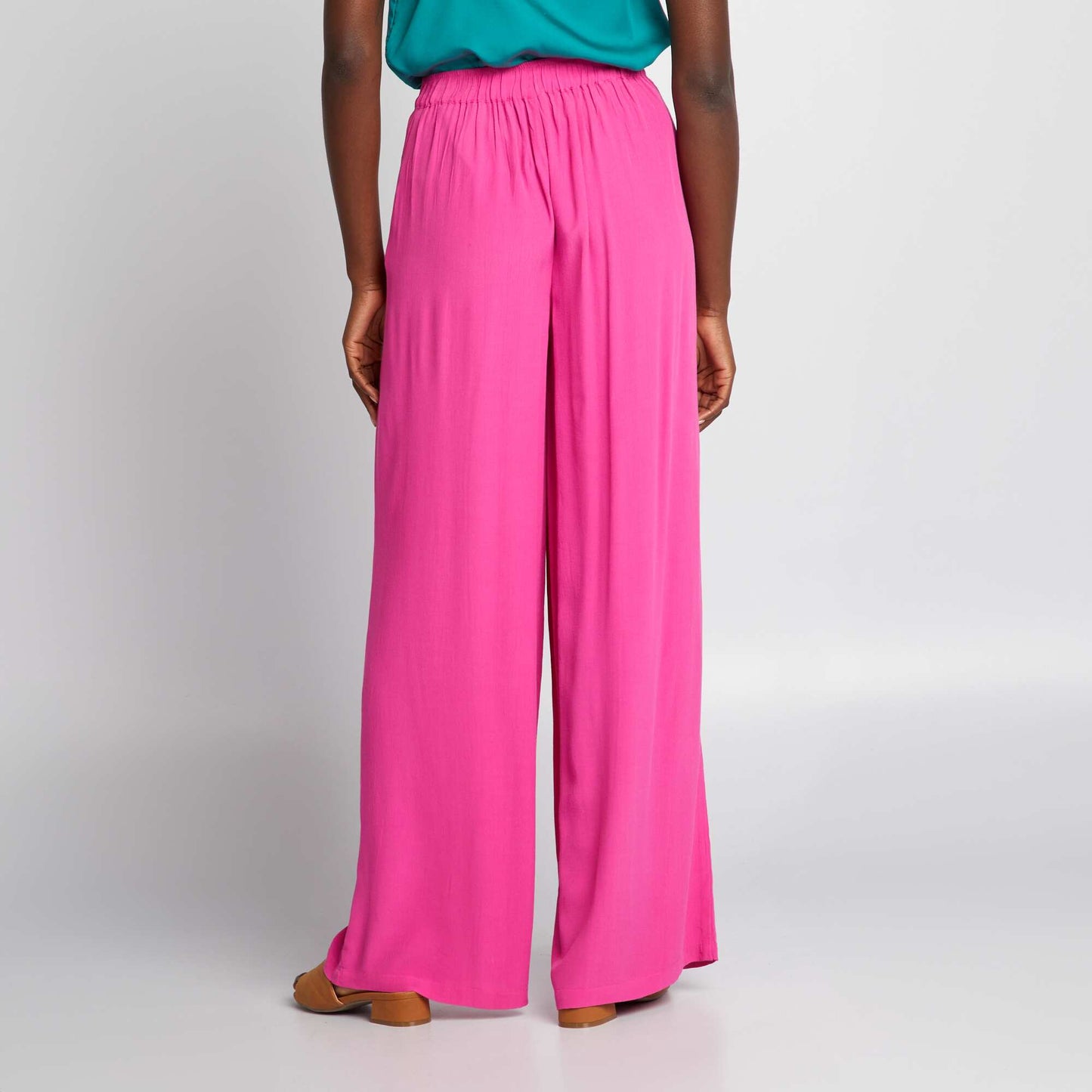 Crepe knit wide-leg trousers PINK