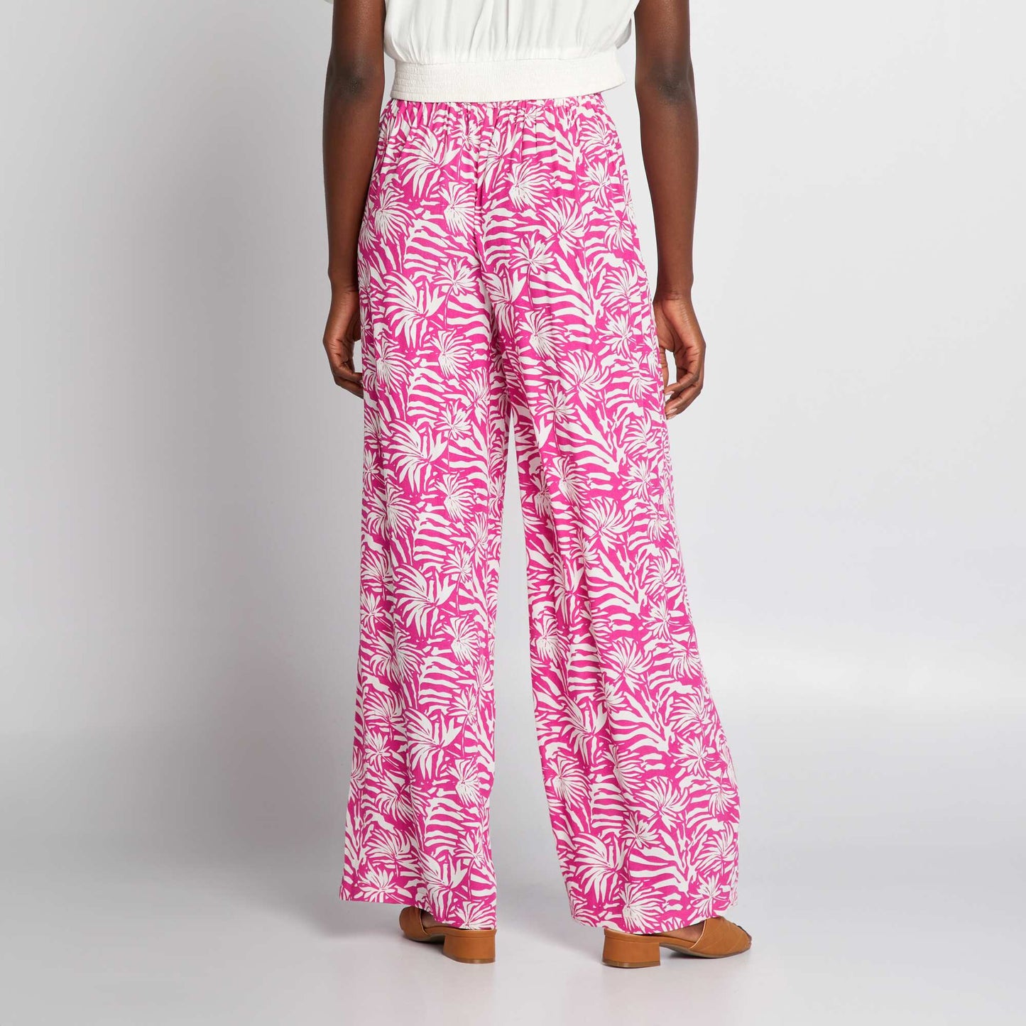 Crepe knit wide-leg trousers PINK