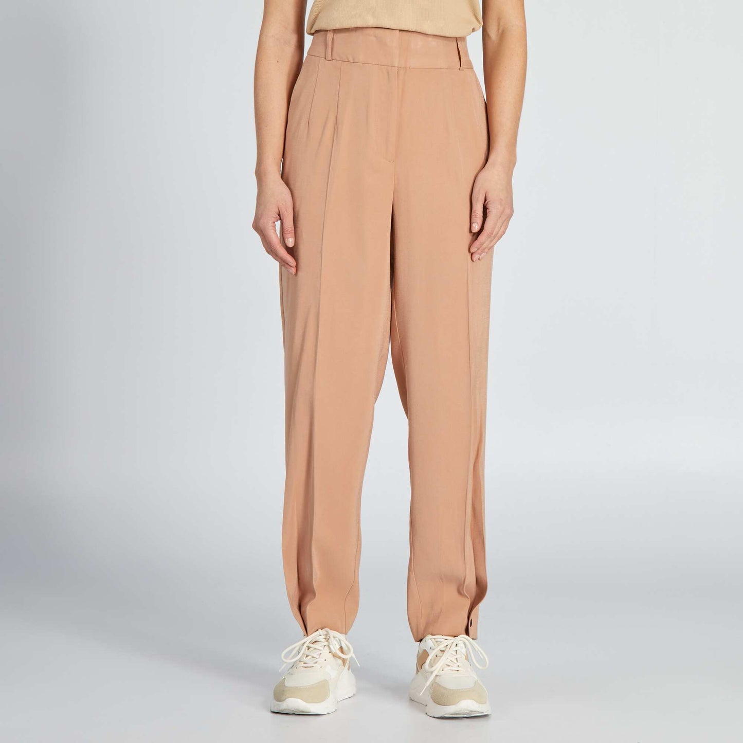 High-waisted straight-leg trousers BROWN