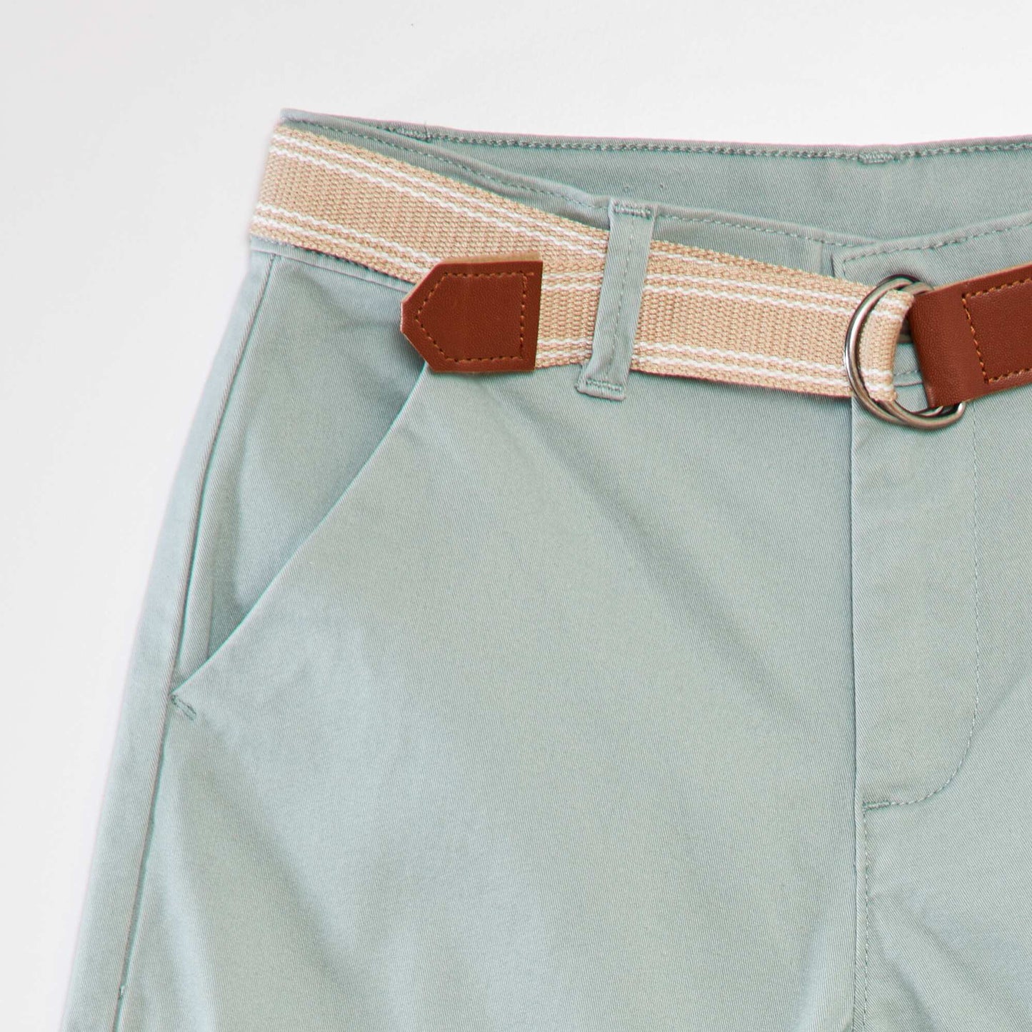Twill trousers with belt GREEN