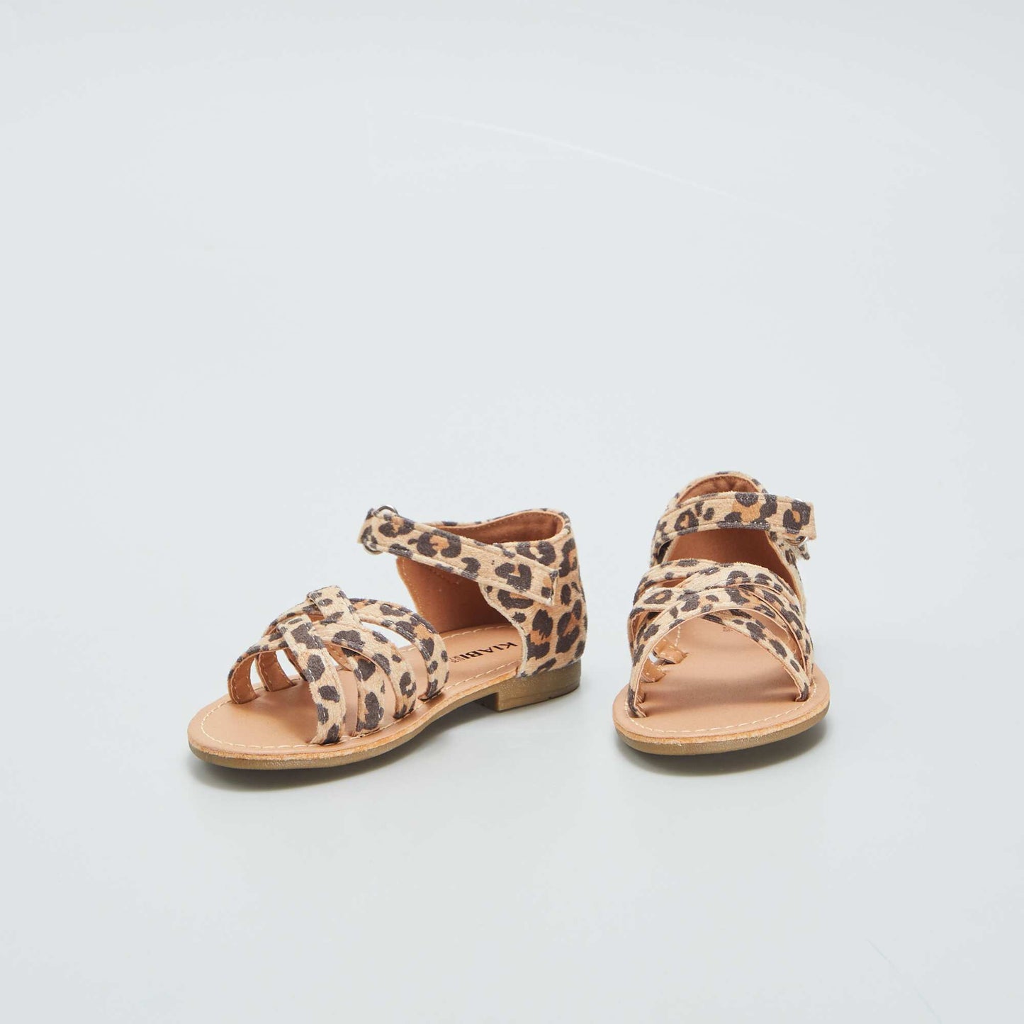 Sandals with leopard print crossover straps BROWN