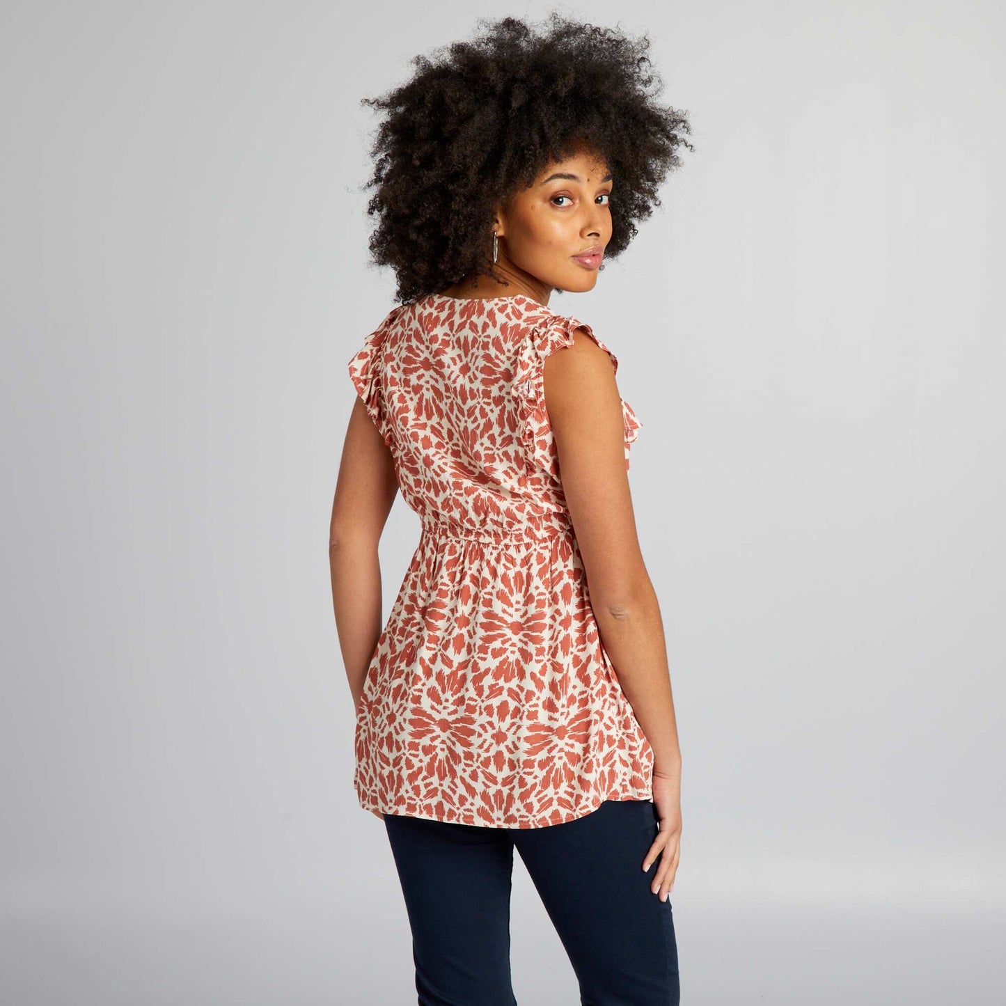 Ruffled maternity blouse RED