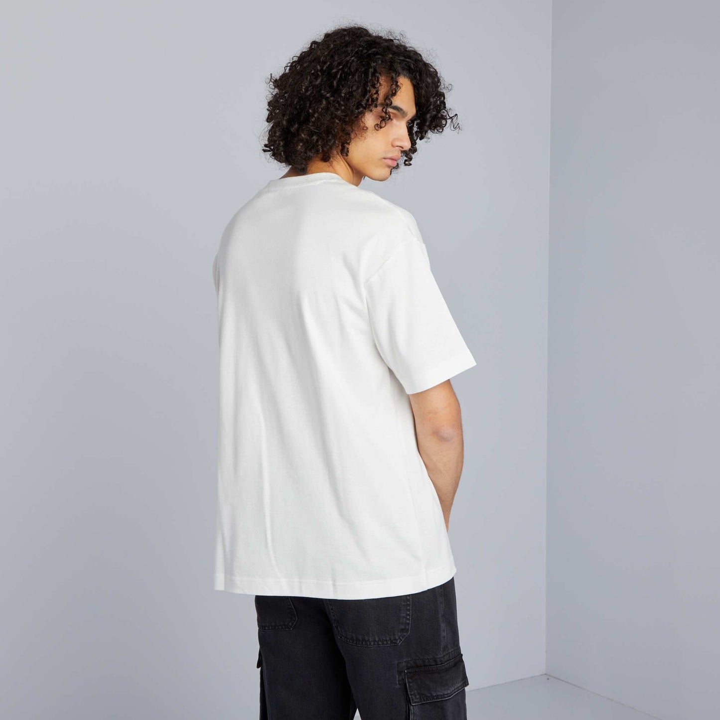 Round neck cotton T-shirt WHITE