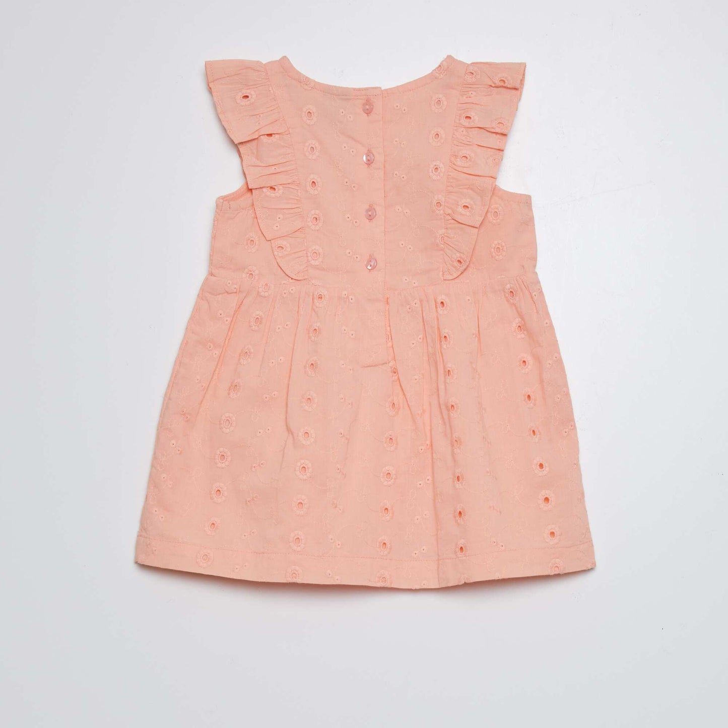 Ruffled dress with broderie anglaise PINK