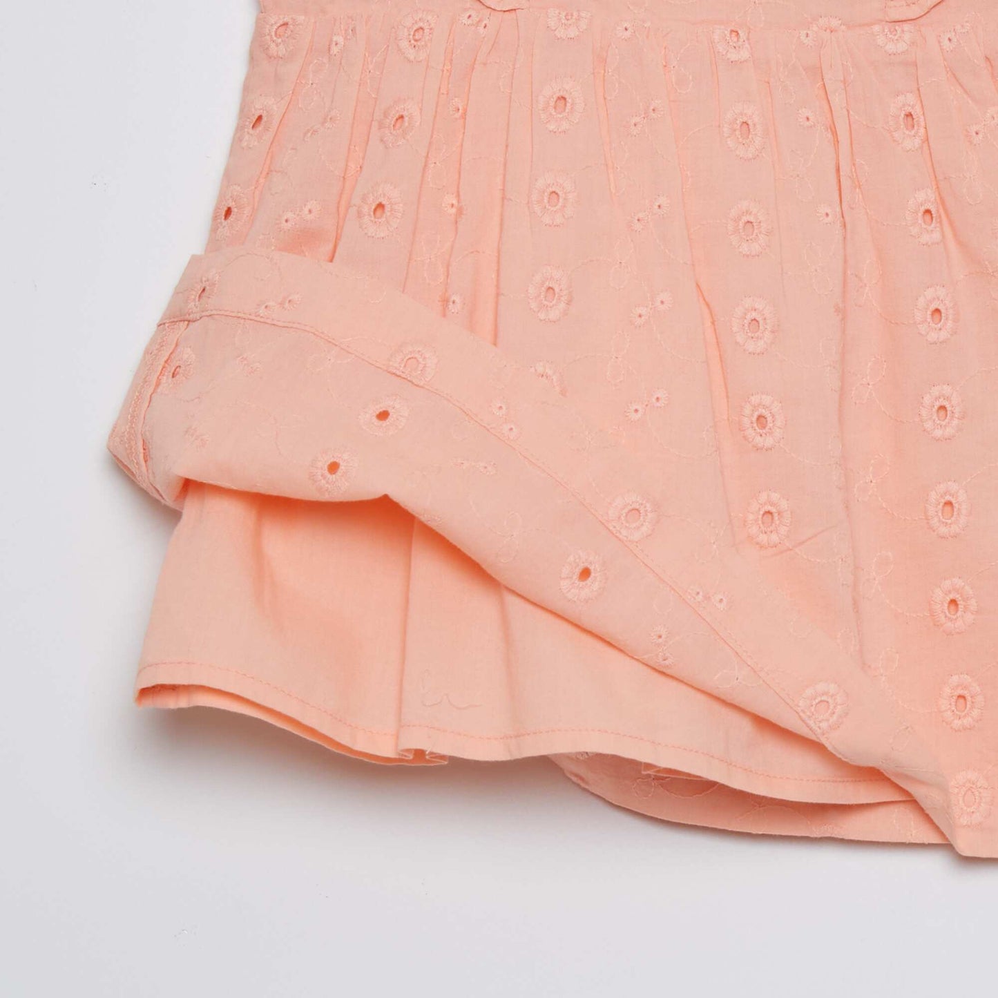 Ruffled dress with broderie anglaise PINK
