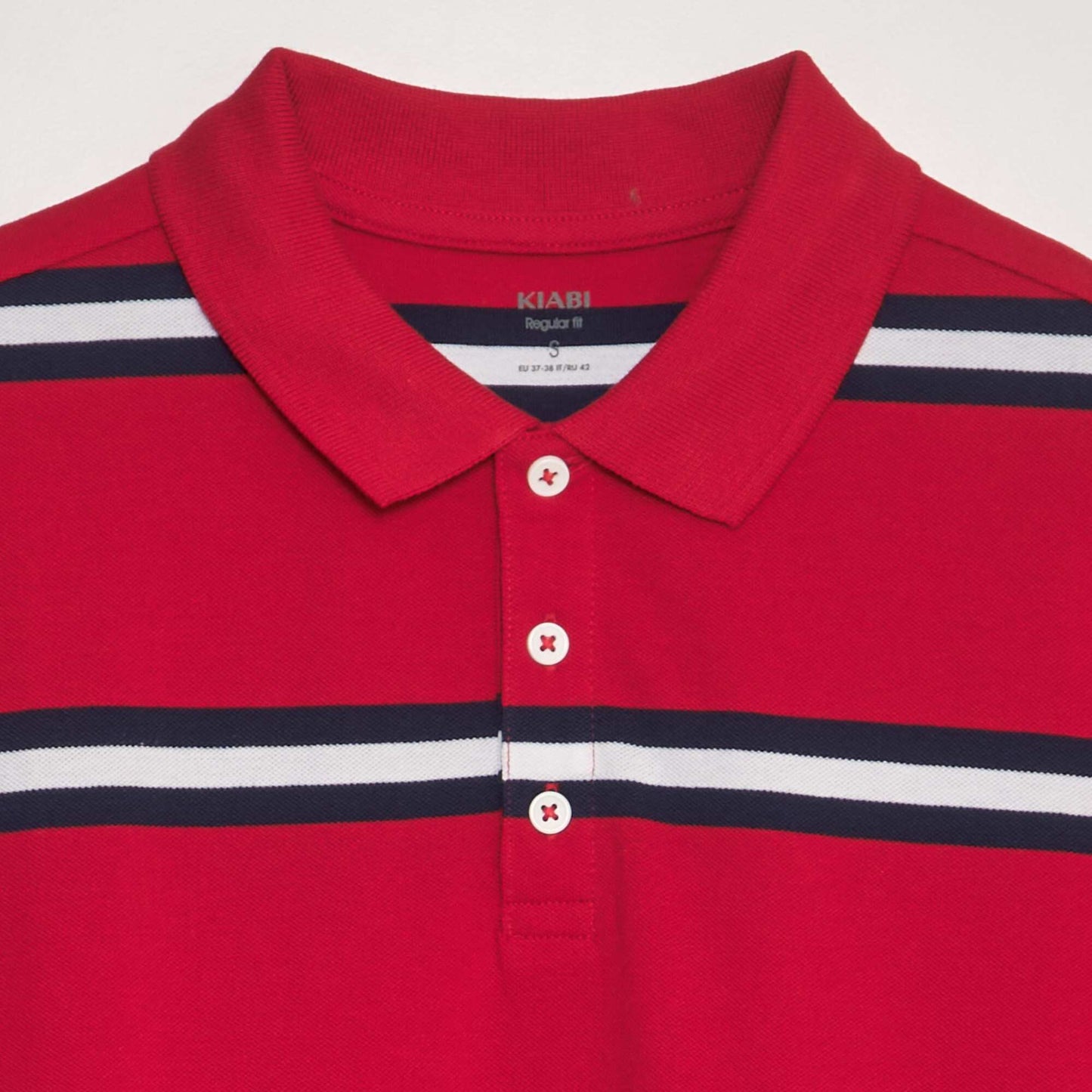 Cotton piqué striped polo shirt red