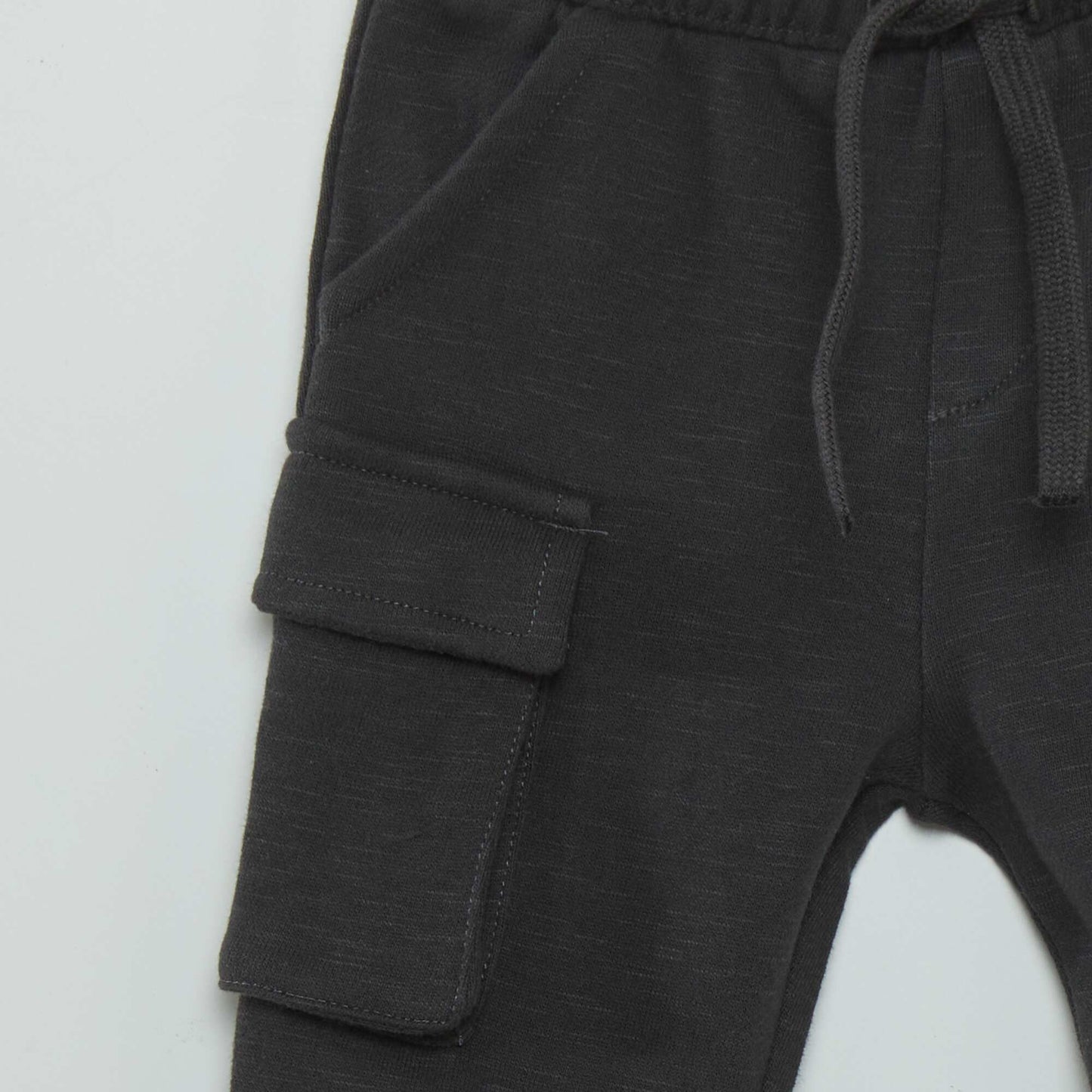 Sweatshirt fabric trousers with side pockets BLACK