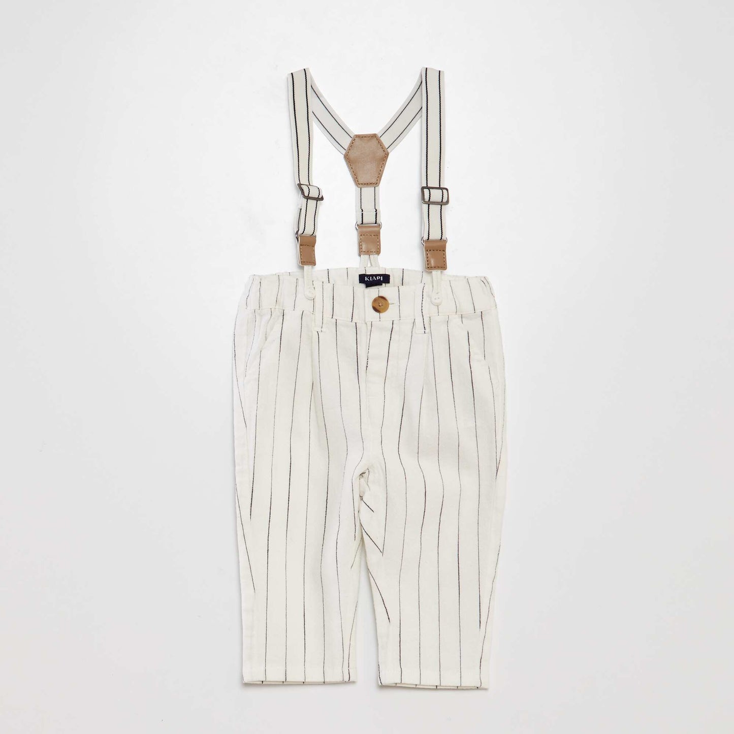 Striped chinos with braces WHITE