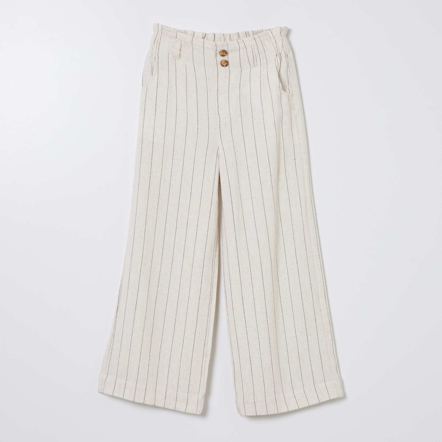 Striped straight-leg trousers BEIGE