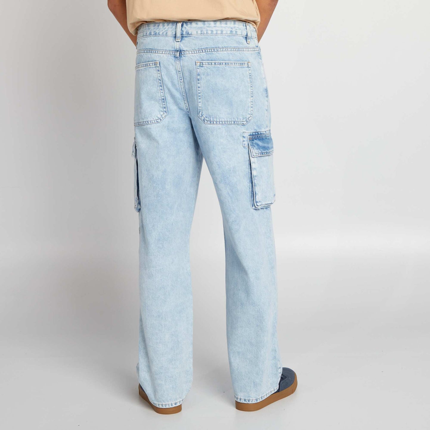 Wide-leg denim trousers with pockets BLUE