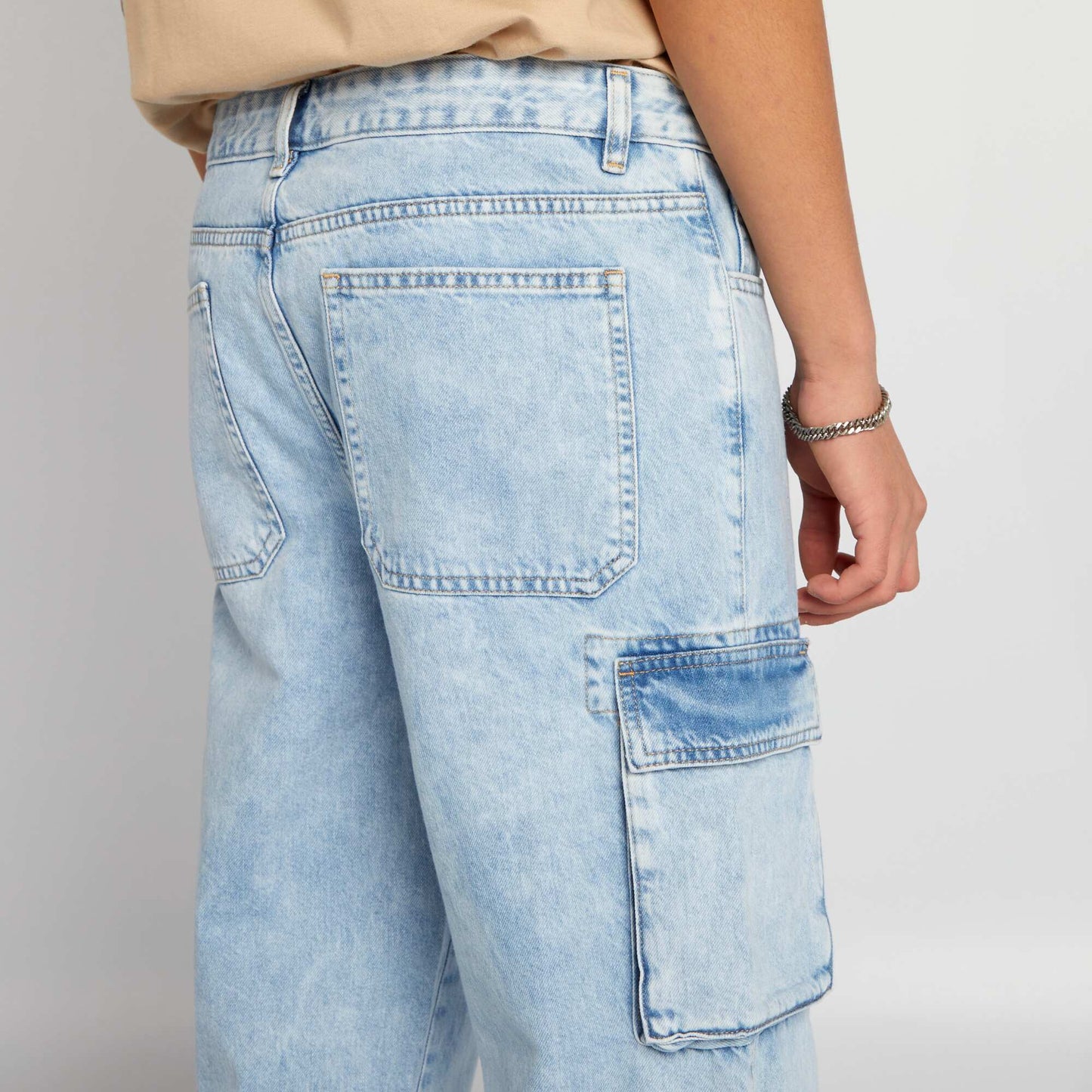 Wide-leg denim trousers with pockets BLUE