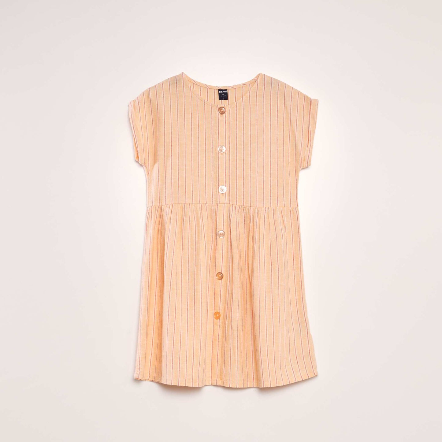 Buttoned linen dress ORANGE
