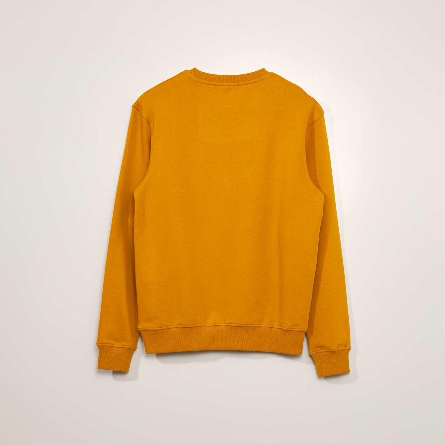 Round neck sweater with sweatshirt fabric lining GOLDEN YELLOW