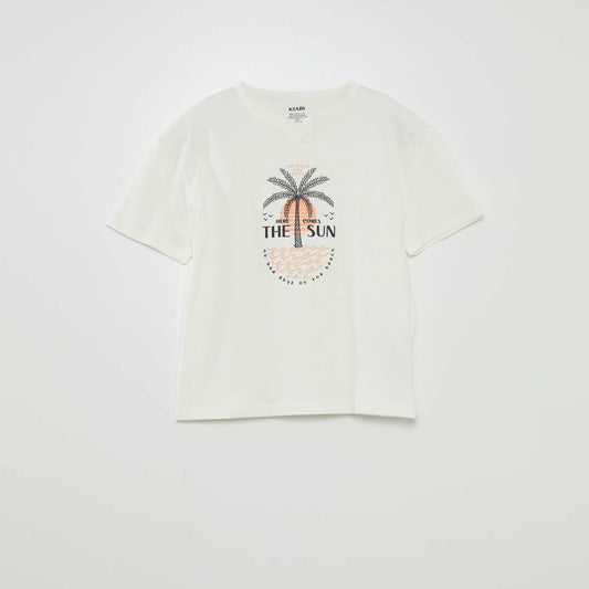 Jersey T-shirt with palm tree print WHITE