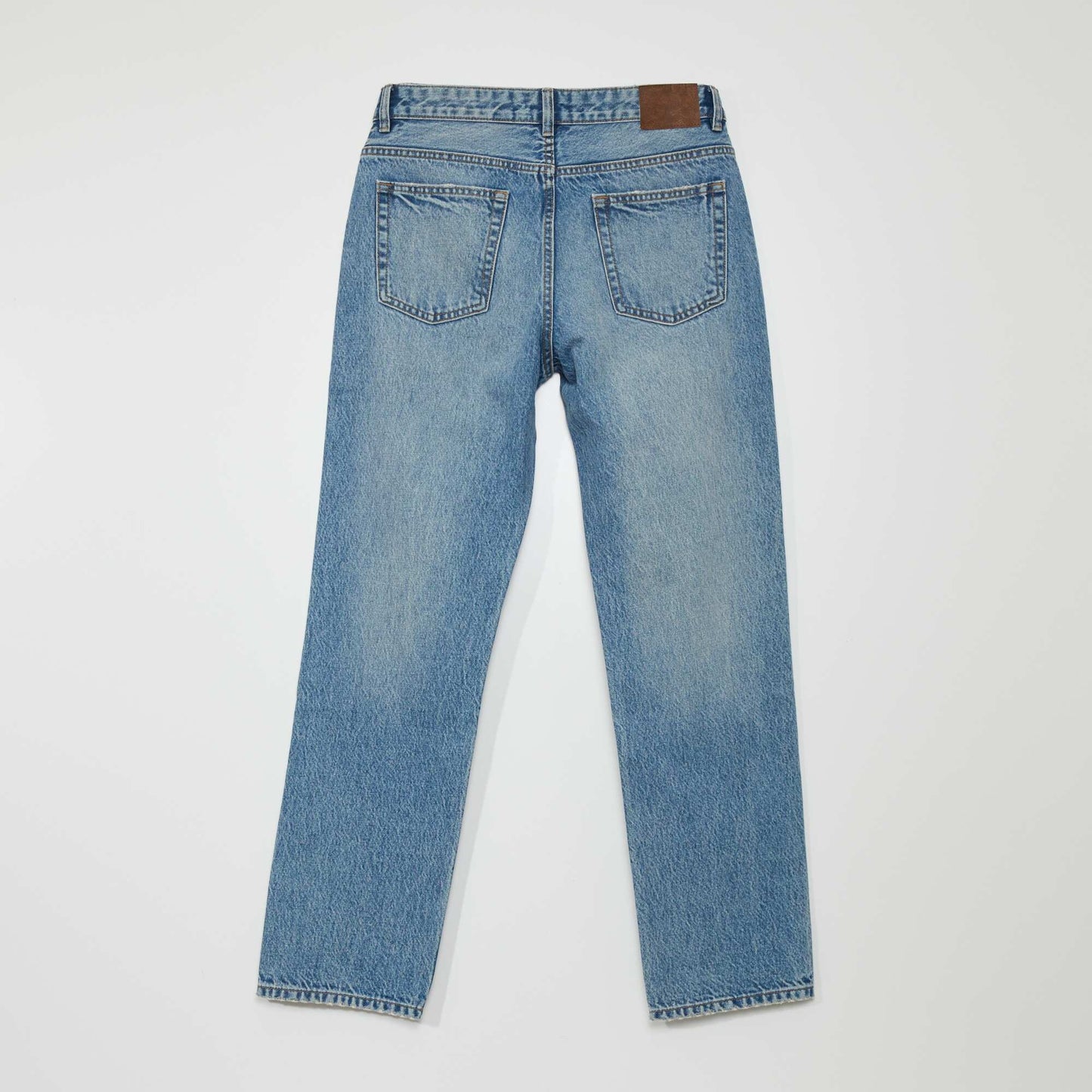 5-pocket straight-leg jeans with faded effect on the thighs BLUE