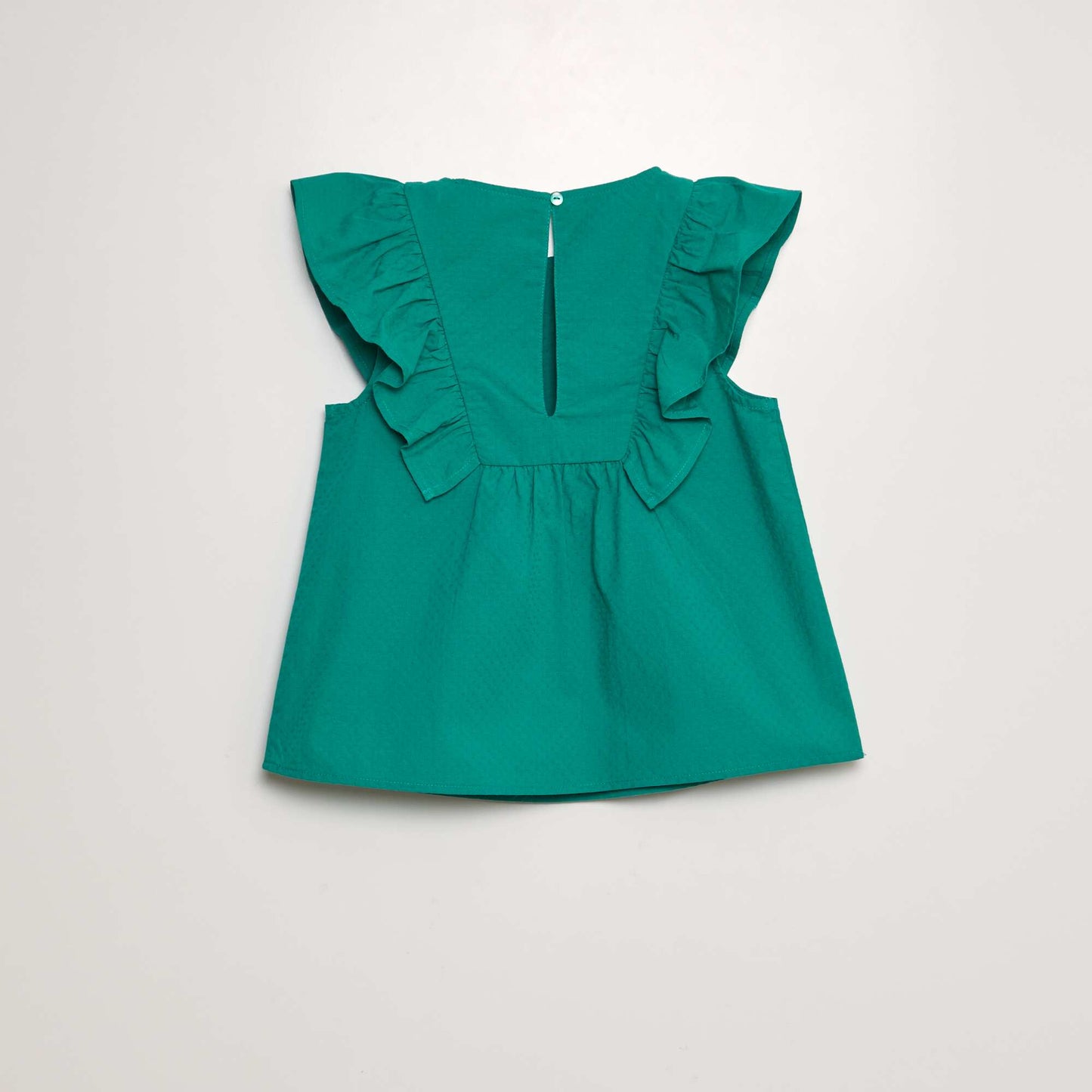 Ruffled blouse with fruit embroidery GREEN