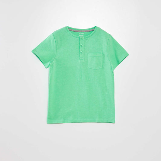 Jersey T-shirt with buttoned neckline GREEN