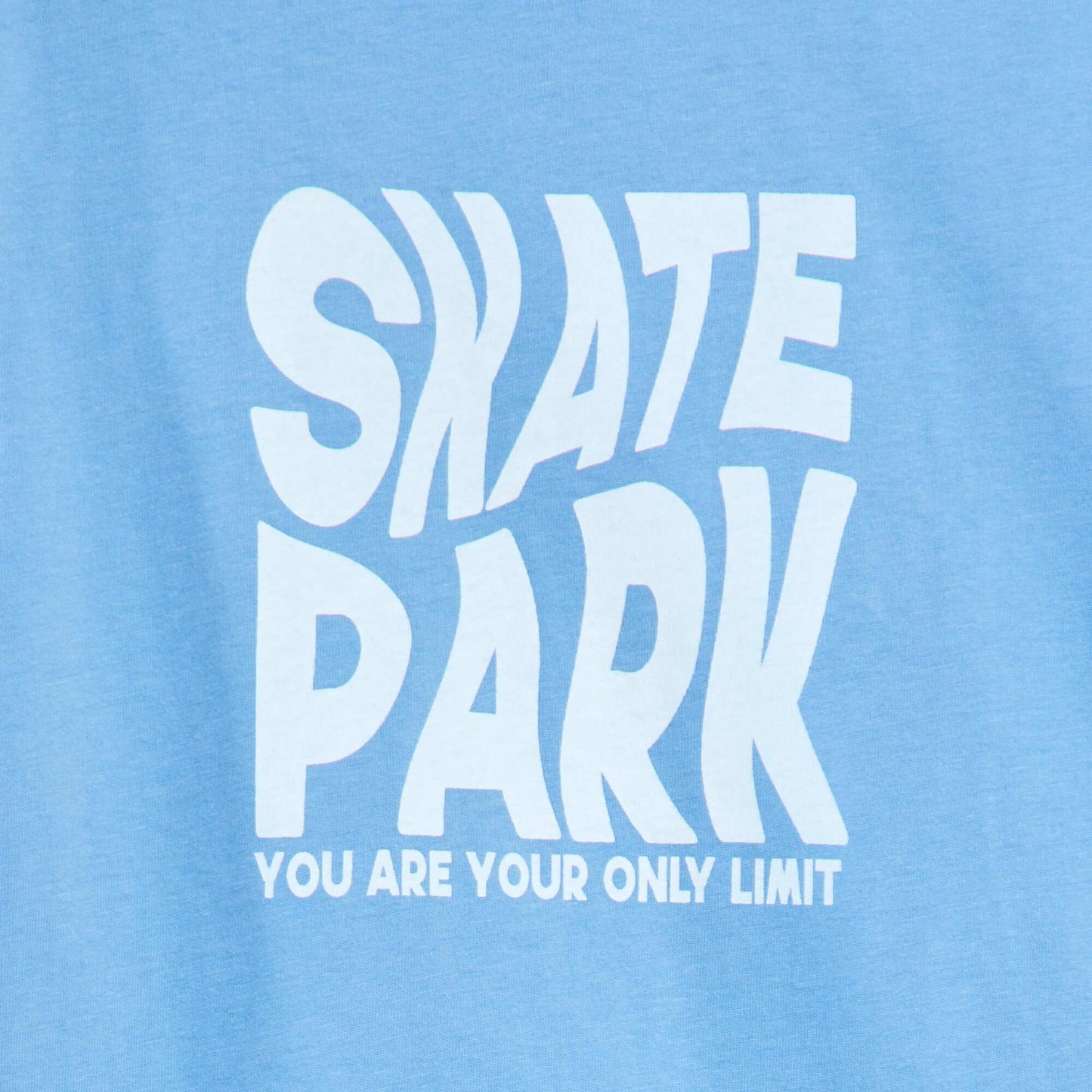 تيشيرت قطن بياقة مستديرة أزرق