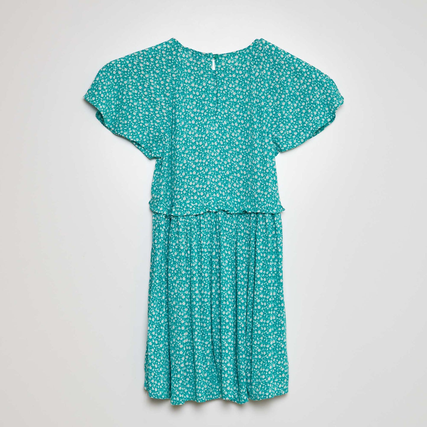 Printed dress with ruffle GREEN