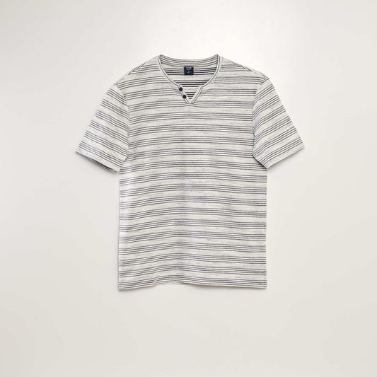 Striped henley T-shirt WHITE
