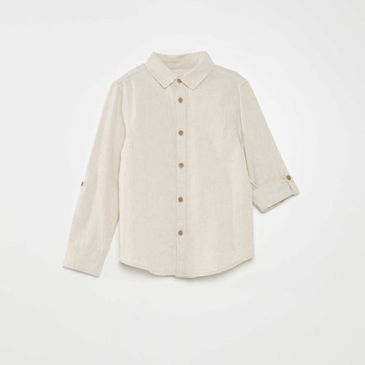 Shirt with roll-up sleeves BEIGE