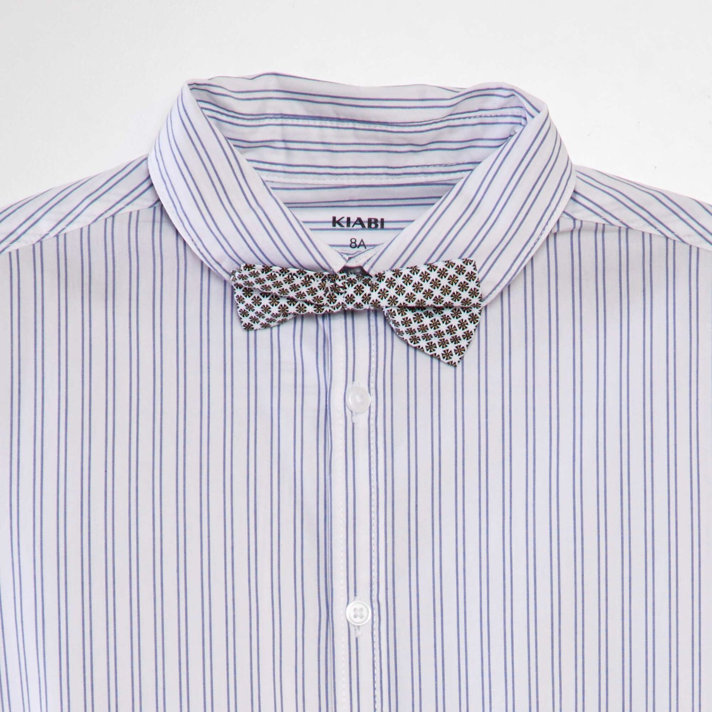 Short-sleeved shirt with bow tie WHITE