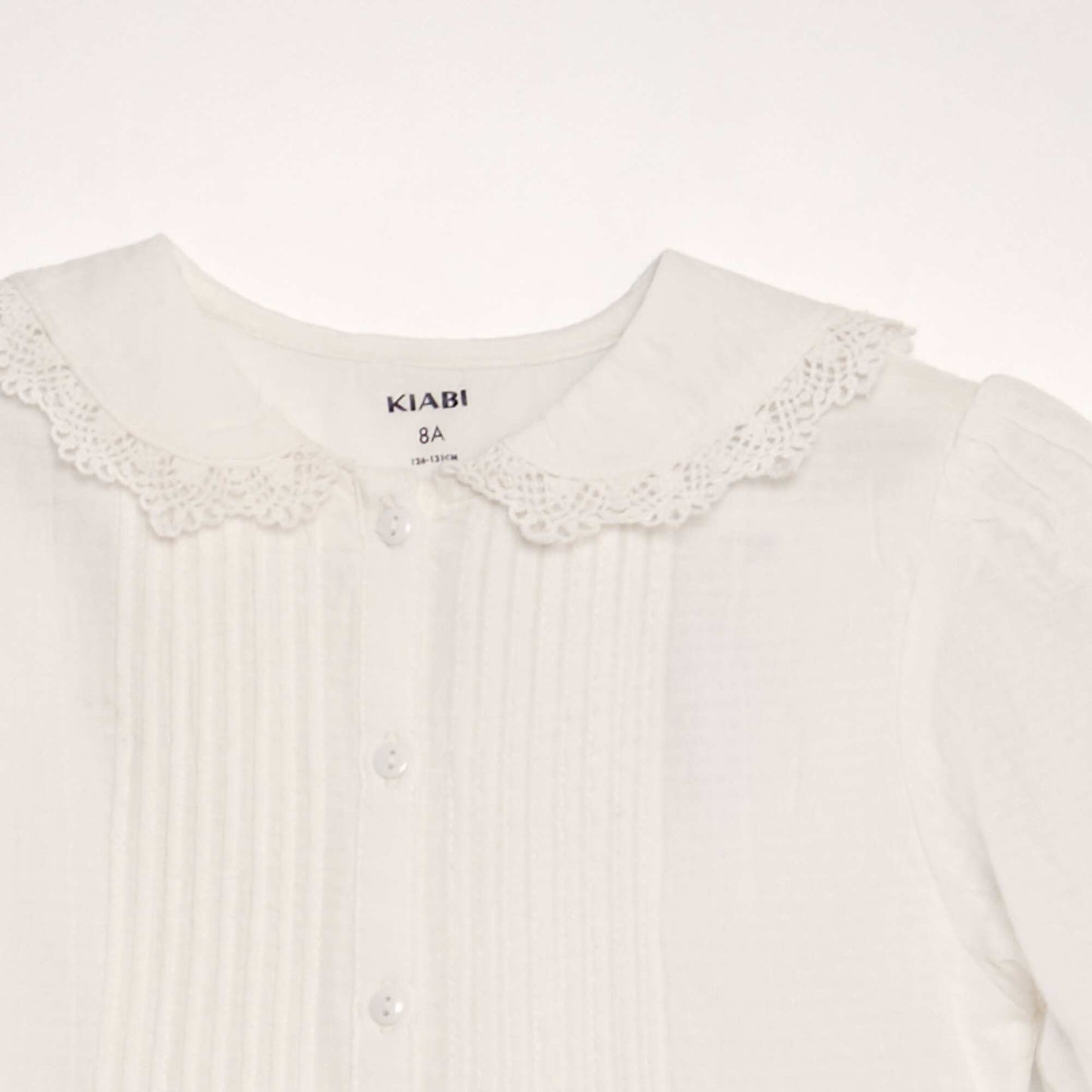 Textured fabric blouse with Peter Pan collar WHITE