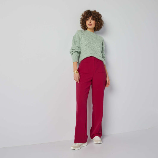 Straight-leg trousers with 2 patch pockets RED